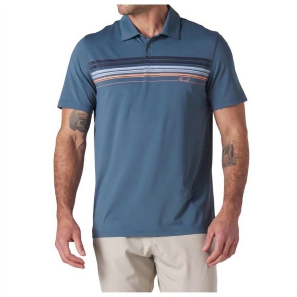 NWT The Normal Brand Script Performance Polo Mineral Blue Size XL
